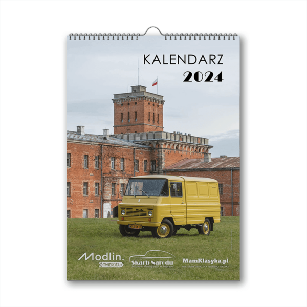 Kalendarz 2024 ścienny z samochodami Muzeum Skarb Narodu, Twierdza Modlin, Mam Klasyka