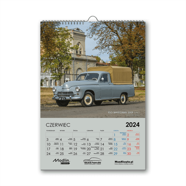 Kalendarz 2024 z klasykami motoryzacji FSO Warszawa Pick-up