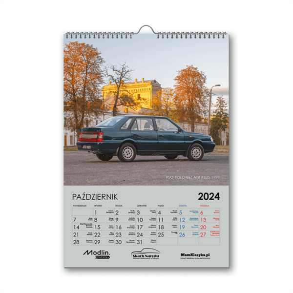 Kalendarz 2024 z klasykami motoryzacji Polonez Atu Plus