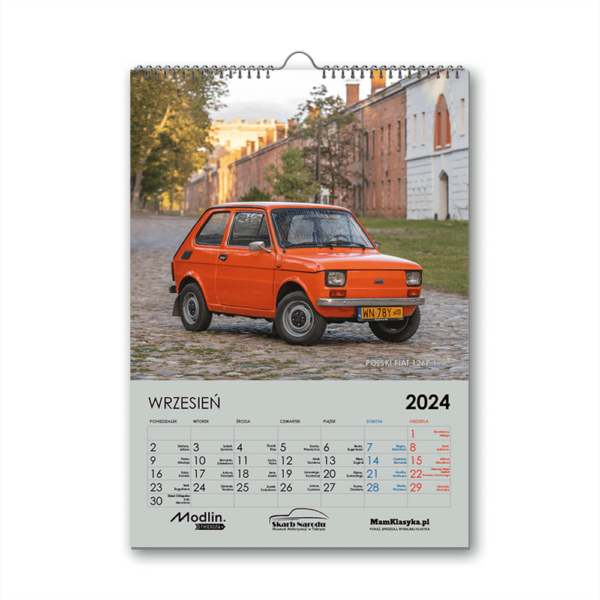 Kalendarz 2024 z klasykami motoryzacji Polski Fiat 126p